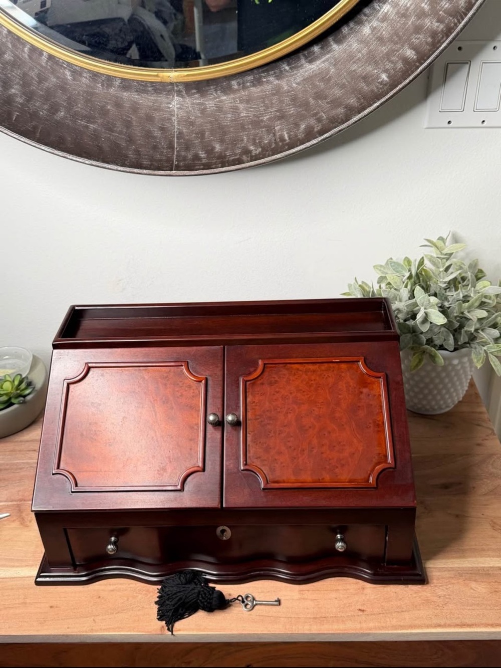 Bombay Cherry Wood Jewelry Organizer with Locking Drawer